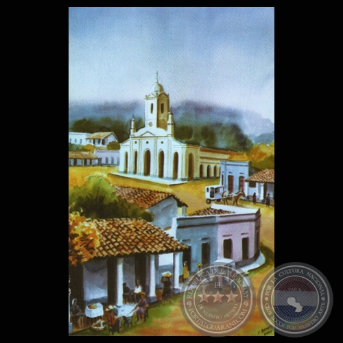 IGLESIA DE VILLARRICA - Acuarela de Carlos Benítez - Año 2.000